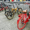 Colourful bicycles in the square